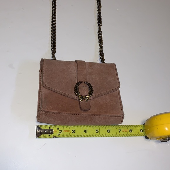 Zara Dusty Rose Suede Crossbody Bag with Chain Strap - Picture 9 of 11